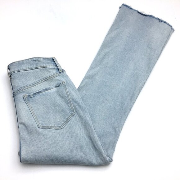 Old Navy Women's Flare Leg Jeans Higher High Rise Light Wash Fray Hems size 8 - Picture 8 of 8